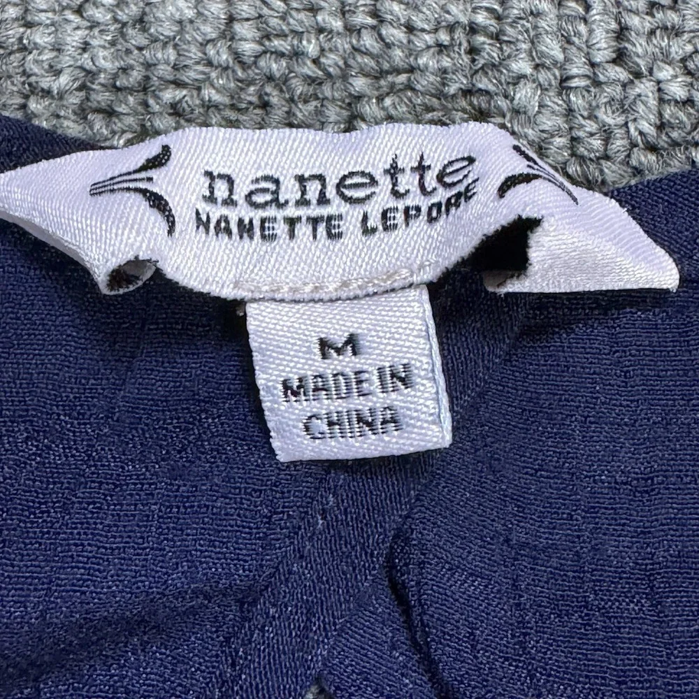 Nanette Lepore Blue‎ Rayon Blouse Semi-Sheer Blouse Key Hole Size Medium
